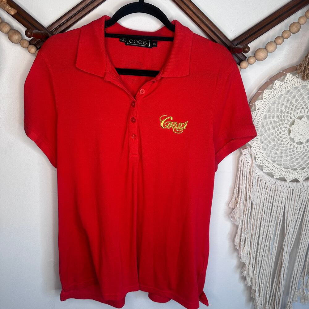 COOGI Y2K 2000s Red Rhinstone Bling Logo Polo